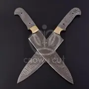 LOT OF 02 PCS, HANDMADE DAMASCUS KITCHEN KNIVES FULL TANG KNIVES BLANK BLADES 2