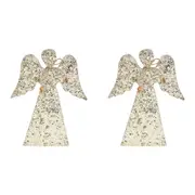 2x LVD Wooden Ornament Large Angel Decorative Display Home Decor Champagne