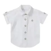 Koalakids Boys Babies Toddler Short Sleeve Plain White 100% Cotton Shirt