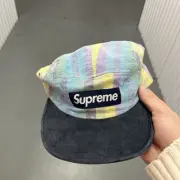 *NWT* Supreme SS14 Striped Linen/Suede Camp Cap 5 Panel One Sz