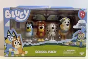 Bluey SCHOOL PACK 4pk Figures Set Bluey Rusty Chloe Calypso NEW