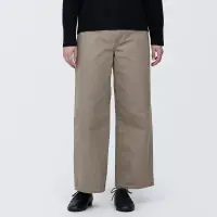 在飛比找博客來優惠-【MUJI 無印良品】女有機棉丹寧寬版寬鬆褲 22 灰棕