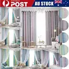 2 Layers Gradient Starry Stars Blackout Curtains Boy Girl Room Decor Tulle Drape