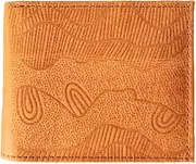 [Generic] Aboriginal Men's Wallet - Leather - Tan - Damien & Yilpa Marks - Australia, Indigenous, Souvenir, Gift