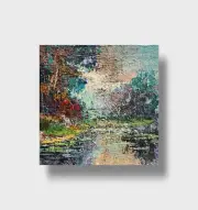 Abstract Oil painting In Botanical garden Ukrainian painter Canvas original art