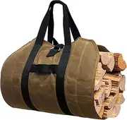 Gialer Firewood Carrier, Heavy Duty Canvas Bag, Large Log waxed carrier Tote Bags Fireplace logs Wood Stove Accessories, Campfire chimenea, Wood Bucket Holder firewood rack indoor, Outdoor Camping Canvas Bags