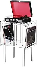 solaround Acrylic Side Table, Record Player Stand with Vinyl Storage, 45 x 37 x 66 cm, Clear