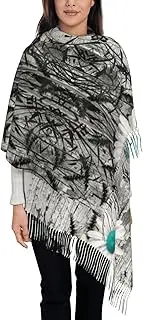 [MDATT] Daisy Flowers1 Women Traditional Scarf Wrap Tassel Shawl Fringes Neck Head Shawl Retro Scarf Printing Shawl