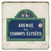 Studio Vertu Avenue Champs des Élysées Paris Street Sign Botticino Marble Trivet