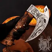 Cutter Axe Carbon Steel Slicer Chef Viking Axe with Leather Cover Premium Pizza