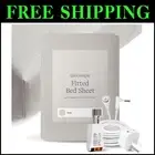 Premium King Size Organic Cotton Fitted Sheet with Grounding Cord & Silver Fiber