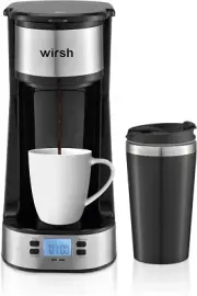 Single Serve Coffee Maker- Small Coffee Maker with Programmable Timer and LCD Di