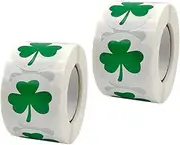2Rolls Patrick's Day Bag Stickers of Premium Decorative Label Decals with Clover Patterns for Scrapbooking Packing Party Decorations