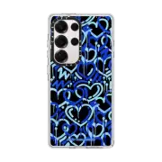 Galaxy S25 Ultra Clear Magnetic Case Blue & Black Electric Love by Corey Paige Designs