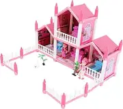 COMNESTBI Dollhouse Model with Lights DIY Pretend Play Building House for Sturdy Material Assembles Hours of Fun Develops Coordination Imagination
