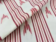 Schumacher Warp Print Ikat Stripe Fabric- Santa Barbara Ikat Pink 4.90 yds 74221