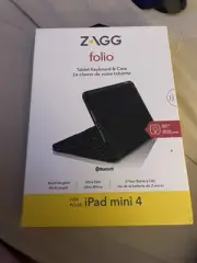 Brand New ZAGG Folio Case w/ Wireless Keyboard for iPad mini 4 Slim Multi Angled