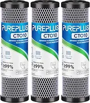 1 Micron 2.5" x 10" Whole House CTO Carbon Water Filter Cartridge Replacement for Under Sink Water Filter System, Dupont WFPFC8002, WFPFC9001, FXWTC, SCWH-5, WHEF-WHWC, WHCF-WHWC, AMZN-SCWH-5, 3Pack