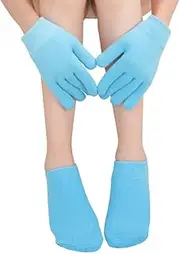 Moisturizing Glove and Sock, Gel Spa Moisturizing Therapy Sock ＆ Glove, Soften Repairing Dry Cracked, Hands Feet Skin Care, Effective in Repair Dry and Chapped Hands and Feet Skin Care (Blue, One Size)