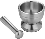 Pestle and Mortar Set Double Stainless Steel Garlic Grinder Metal Mortar Salt and Pestle Pedestal Bowl Garlic Press Pot Herb Pepper Spice Grinder Mortar and Pestle