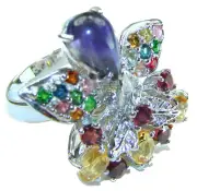 Exotic Beauty Tanzanite .925 Sterling Silver brilliantly handcrafted ring size: