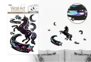 Laser Effect UNICORN wall stickers 7 decals black moon shooting stars