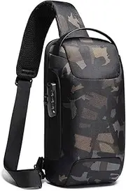 Anti-theft Sling Chest Bag Waterproof Crossbody Shoulder Bag Casual Daypack Rucksack with USB Charging Port for Men Women