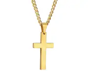 Fashion Men Simple Cross Pendant Alloy Necklace Chain Jewelry Christmas Day Gift-Golden - Golden