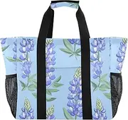 [sanluoli] Bag For Trunk Foldable Beach Totes Bags Sandproof Canvas Carry Tote, Lupine Glory Blue, 1 size