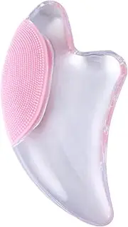Ipetboom 1Pc Pink Crystal Therapy Plate Transparent Scraping Tool for Facial Treatment Smooth Edges for Skin Care for Massage and Lotion Application