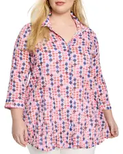 Nic+Zoe Plus Geo Dot Long Crinkle Shirt
