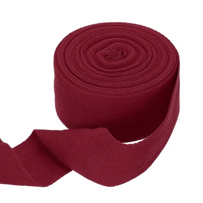 Cotton Twill Tape Ribbon 2" 11 Yard Herringbone Webbing Tape, Deep Red