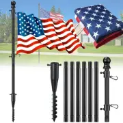 Flag Poles for 3x5 Flags Outdoor - 9 ft Tangle Free Stainless Steel Flagpole ...