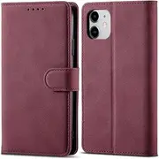 YocoverTech Case for iPhone 11 Wallet Case,for iPhone 11 Case[6.1"] Retro Matte PU Leather Wallet Flip Cover with RFID Blocking Card Slots Magnetic Closure Kickstand Cover-Wine Red