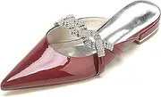 [Minishion] Girls Woman Wedding Flats Slip on Rhinestone Party Evening Mules Shoes BR264