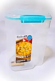 [Sistema] Bake It Food Storage for Baking Ingredients, Flour Container with Measuring Cup, 13.7 Cups, Clear with Aqua Accents