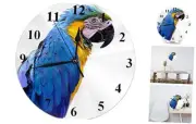 Macaw Parrot Round Wall Clock,Blue and Gold Beautiful Macaw Parrot Bird