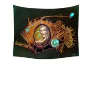 Steampunk Anglerfish Submarine Violet Eyed Girl Tapestry