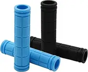 Bike Handlebar Grips WorthPlanet 2 Pairs Non-Slip Soft Rubber Bicycle Handle Grips for BMX, MTB, Scooter, Kids Bike, Mountain and Road Bike W120040 (Light Blue+Black)