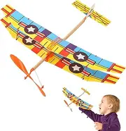 Biplane Model Kit, Rubber Band Aircraft, 19.69x16.93in Airplane Building Toys, Colorful Authentic Materials, Easy Assembly Design for Children Entertainment and Learning
