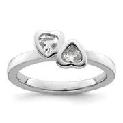 Sterling Silver Stackable Expressions White Topaz Double Heart Ring