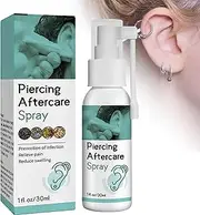 Piercing Aftercare Spray, Earring Cleaning Solution, Gentle Ear Hole Cleaner For Ear Piercing Solution, Cleansing Care, Soothing Mist, Shrink Bumps For Ears, Nose, Tongue, Navel Piercings, 30ml