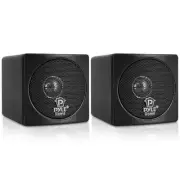 Pyle Home 3in Cube Wired Bookshelf Speakers 8Ohm 100W (Black)