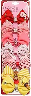 LUV HER Licensed Girls Hair Bows - Strawberry Shortcake Themed Hair Accessories Gift Set, 7-Piece 4-Inch Bundle, Alligator Clips, Ages 3+