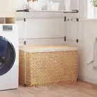 Laundry Basket with 3 Sections Foldable Storage Bag Water Hyacinth vidaXL