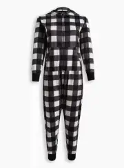 Torrid Fleece Full Length Plaid Buffalo Lounge One Piece Sie Multi 3/4 #B91596