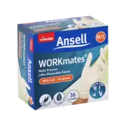 Vileda Ansell WORKmates Latex Disposable Gloves 36pk - Medium/Large