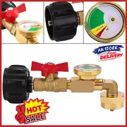 1x QCC1 Propane Refill Elbow Adapter with Gauge1LB Bottle Tank 20-40LBS Cylinder