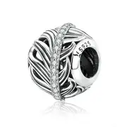 Silver plating Vintage Feathers Beads Charm Fit Women Bracelets Jewelry