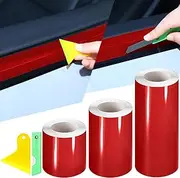 Ireer 3 Rolls Red Gloss Vinyl Detailing Wrap Tape Adhesive Vinyl Tape Roll DIY Trim Vinyl Wrap for Cars Automotive Vinyl Wrap Rolls with Tools for Auto Window Door Protector, 1.97 in 2.76 in 3.94 in